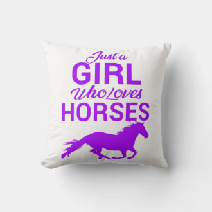 Purple Just A Girl Who Loves Horses   Cushion