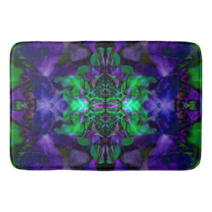 Purple kaleidoscope flower pattern bath mat