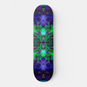 Purple kaleidoscope flower pattern skateboard
