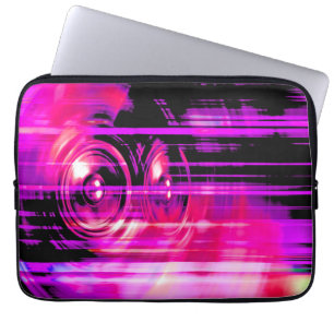 Purple kaleidoscope music speakers laptop sleeve