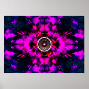 Purple kaleidoscope music speakers poster
