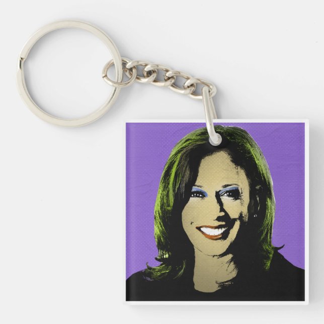 Purple Kamala Harris Pop Art Key Ring (Front)