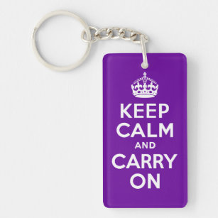 Purple Keep Calm and Carry On Key Ring