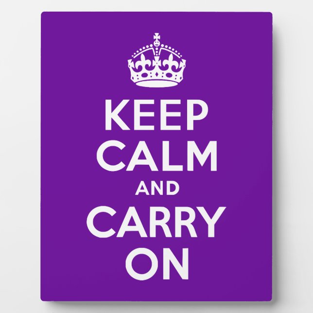 Purple Keep Calm and Carry On Plaque (Front)