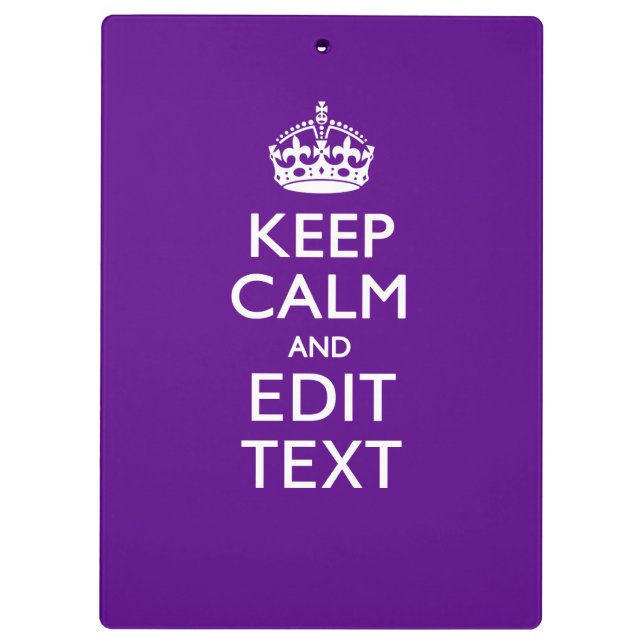 Purple Keep Calm And Have Your Text Easily Clipboard (Back)