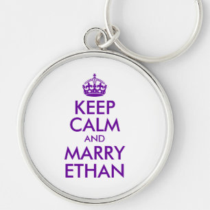 Purple Keep Calm and Marry Ethan Key Ring