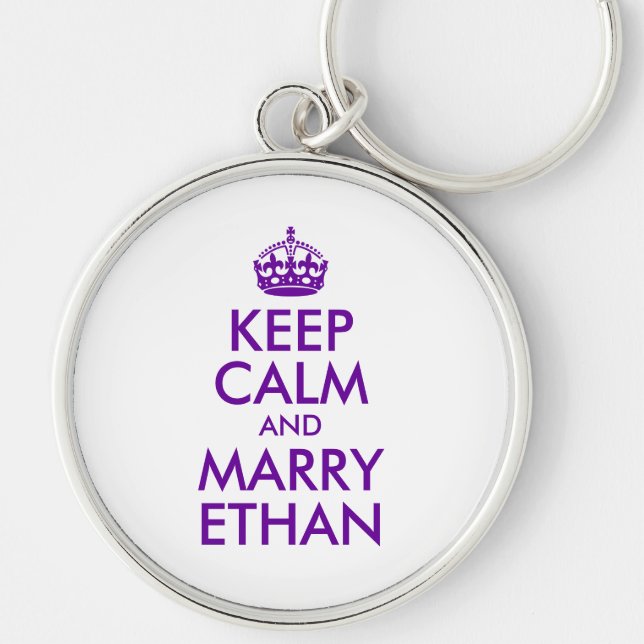 Purple Keep Calm and Marry Ethan Key Ring (Front)