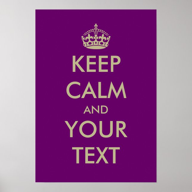 Purple keep calm poster template | Customisable (Front)