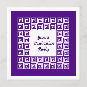 Purple Key Pattern Grad Party Invitation