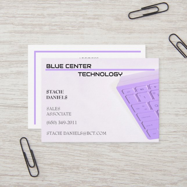   Purple  Keyboard Information Technology Business Card (Front/Back In Situ)