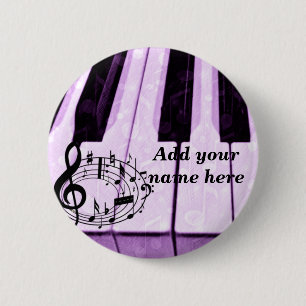 Purple Keys & Music Notes_ 6 Cm Round Badge