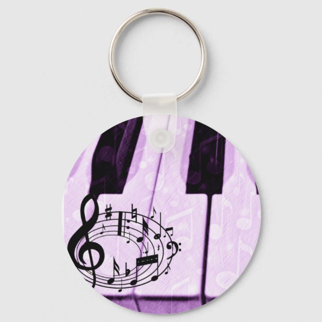Purple Keys & Music Notes_ Key Ring (Front)