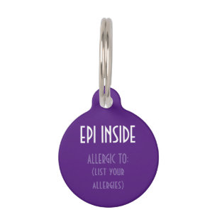 Purple Kids Epi Inside Emergency Contact Allergy Pet Tag