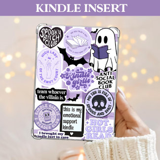 Purple Kindle Insert Girlie Spooky Bookish Ghost Holiday Card