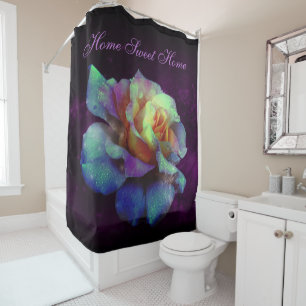 Purple Kissed Turquoise Rose Shower Curtain