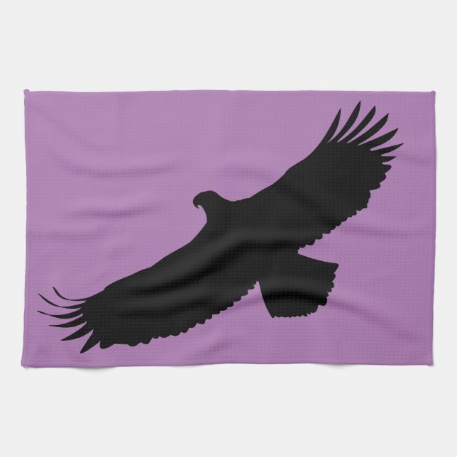 Purple Kitchen Towel with Flying Eagle Your Colour (Horizontal)