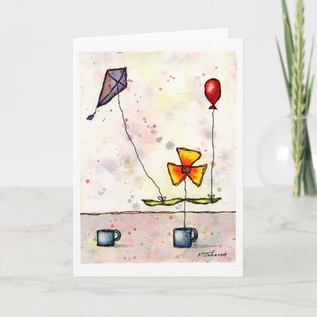 Purple Kite Flower Greeting Card (Front)