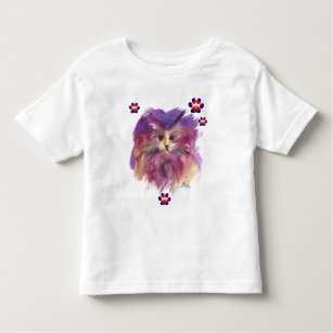 PURPLE KITTEN, KITTY CAT PORTRAIT,COLORFUL PAWS TODDLER T-Shirt
