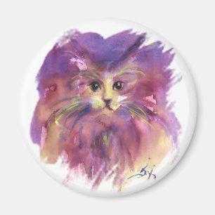 PURPLE KITTEN,KITTY CAT PORTRAIT MAGNET