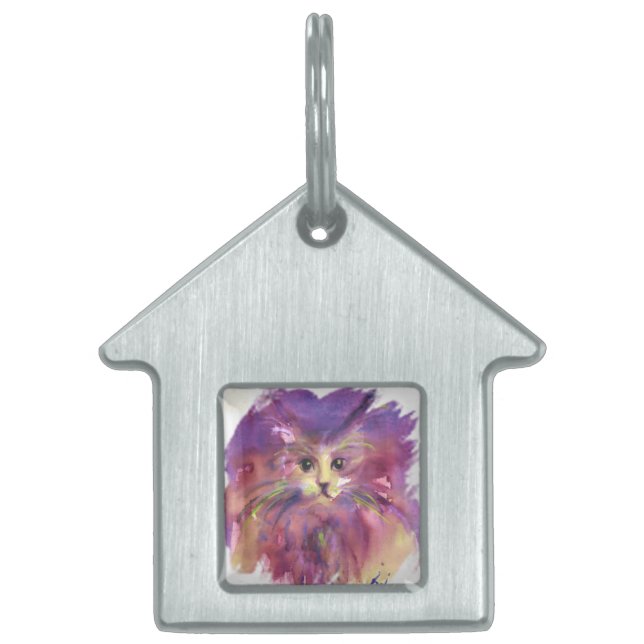 PURPLE KITTEN,KITTY CAT PORTRAIT PET TAG (Front)