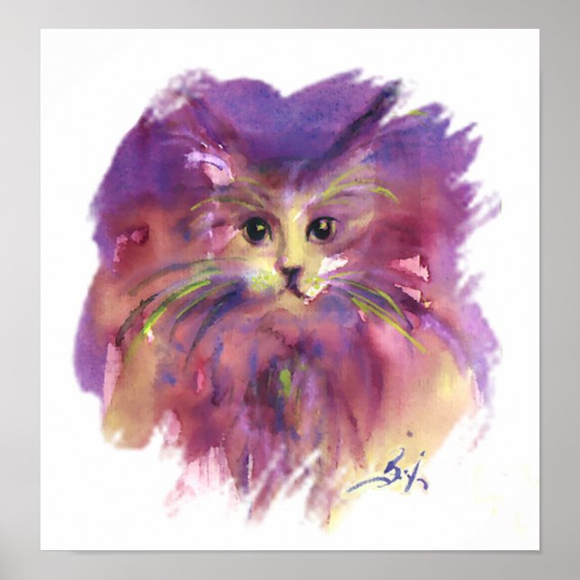 PURPLE KITTEN, KITTY CAT PORTRAIT POSTER (Front)