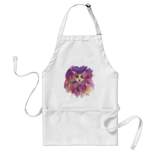 PURPLE KITTEN,KITTY CAT PORTRAIT STANDARD APRON (Front)