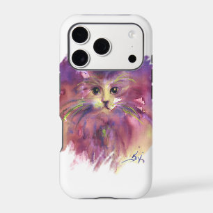 PURPLE  KITTEN,KITTY CAT PORTRAIT, White
