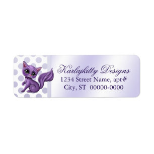 Purple Kitten on Polka Dots Return Labels