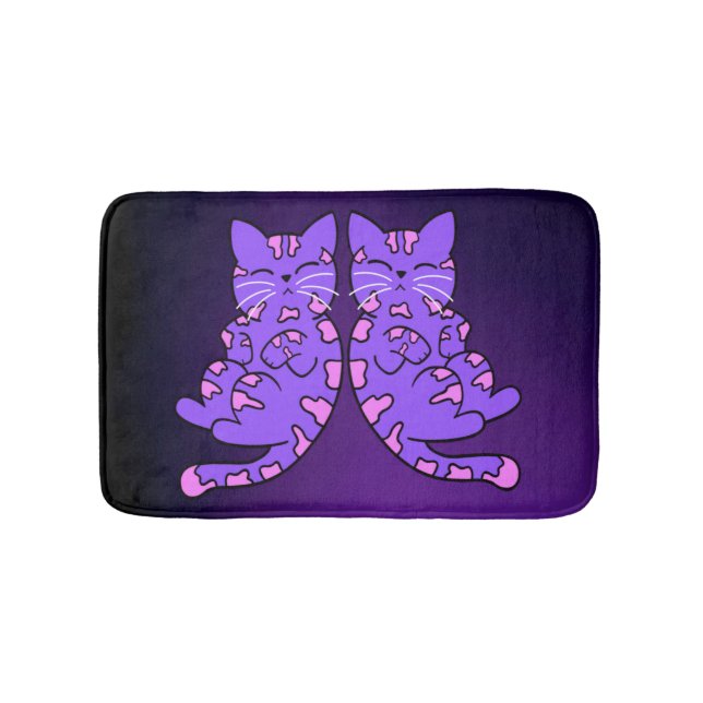 Purple Kitten Twins Bath Mat (Front)