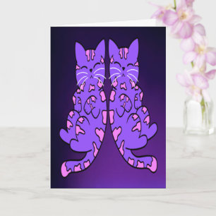 Purple Kitten Twins Card
