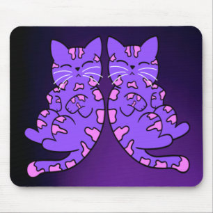 Purple Kitten Twins Mouse Pad