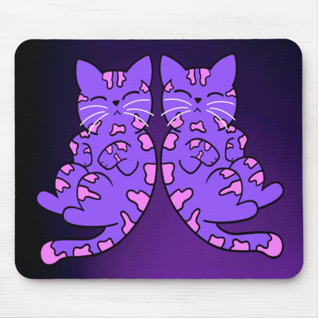 Purple Kitten Twins Mouse Pad (Front)