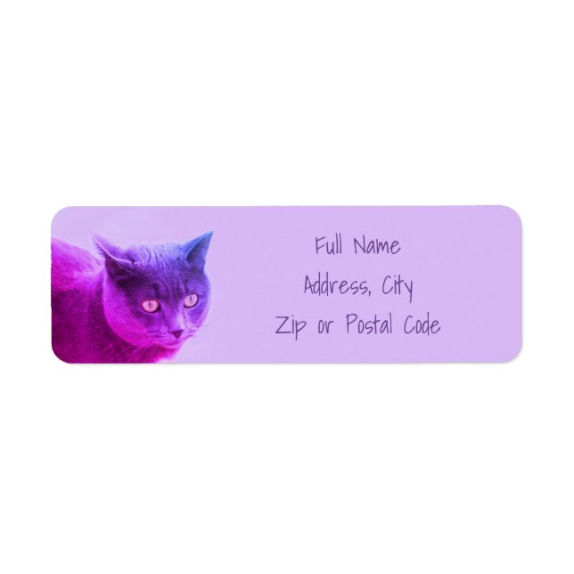 Purple Kitty Cat Return Address Label (Front)