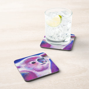 Purple Koala modern painting art coasters