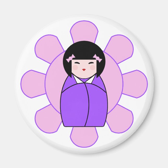 Purple Kokeshi Doll Magnet (Front)