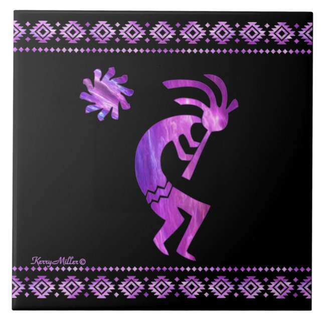 Purple Kokopelli  Ceramic Tile (Front)