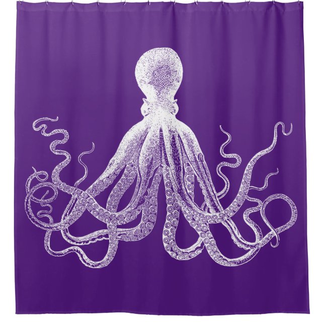 Purple Kraken Octopus Shower Curtain (Front)