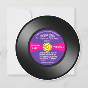 Purple Label Vinyl 45 Record Anniversary Party Invitation