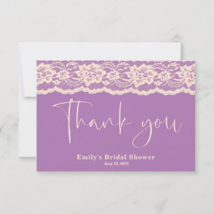 Purple Lace Bridal Shower  Thank You Card