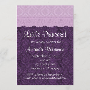 Purple Lace Little Princess Girl Baby Shower S21G Invitation
