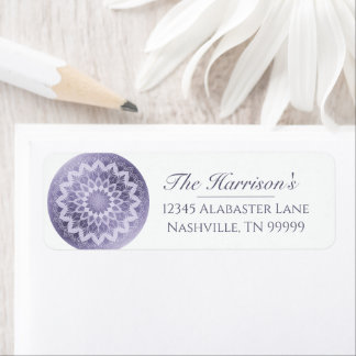 Purple Lace Mandala Wedding Address Return Address Label