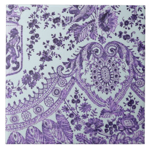 Purple Lace Roses Ceramic Tile