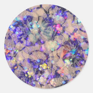 Purple Lace Roses Classic Round Sticker