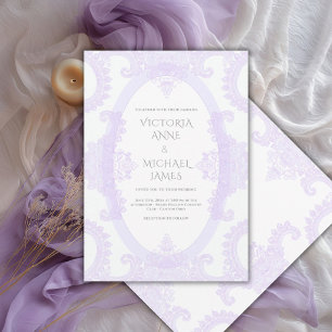 Purple Lace Whimsical Vintage Wedding Invitation