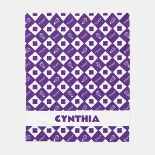 Purple Lacrosse Argyle Pattern Fleece Blanket