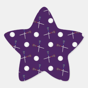 Purple lacrosse pattern star sticker