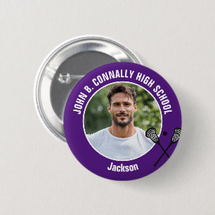 Purple Lacrosse Player Photo High School Spirit 6 Cm Round Badge
