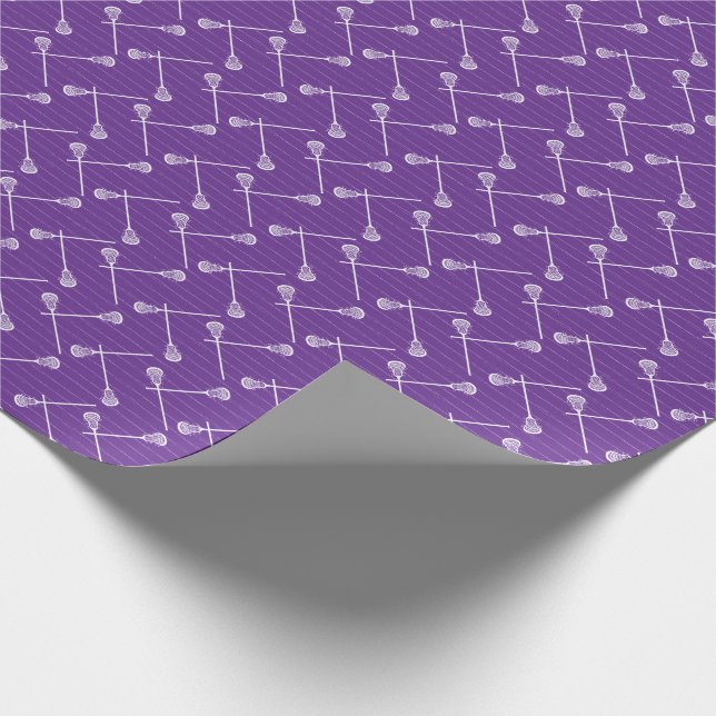 Purple Lacrosse White Sticks Patterned Wrapping Paper (Corner)