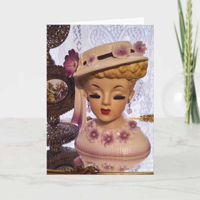 Purple Lady Head Vase Flowers Perfume Bottle Card (Front)
