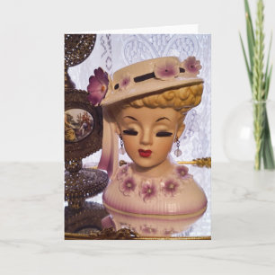 Purple Lady Head Vase Flowers Perfume Bottle Card